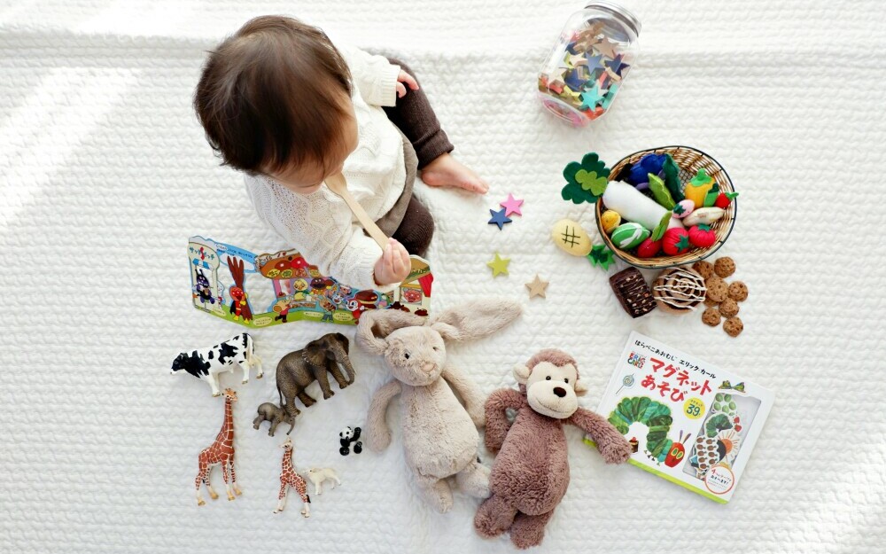 baby playing with toys